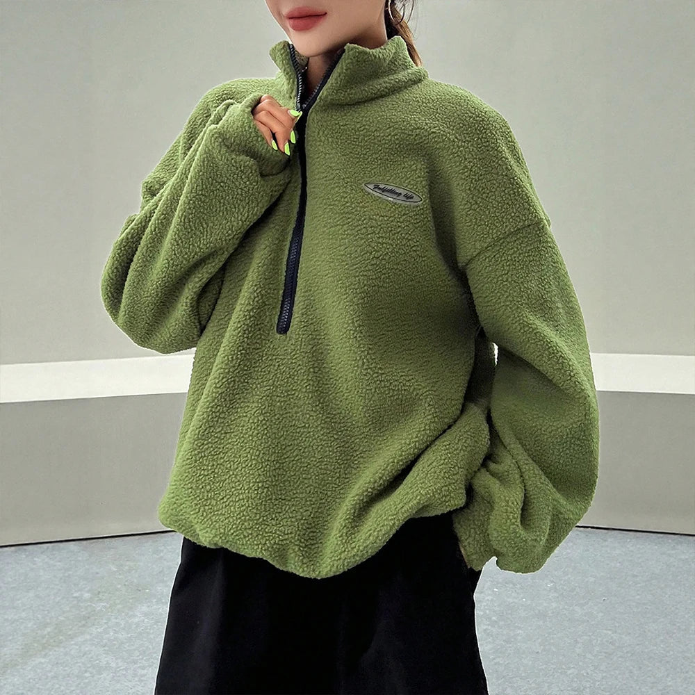 Oversized Viertel Zip Pullover für Damen - Image 2