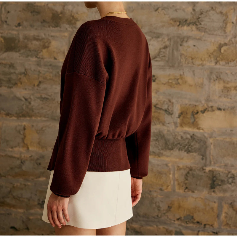Damen Strickcardigan mit V-Ausschnitt und Knöpfen – Emilia