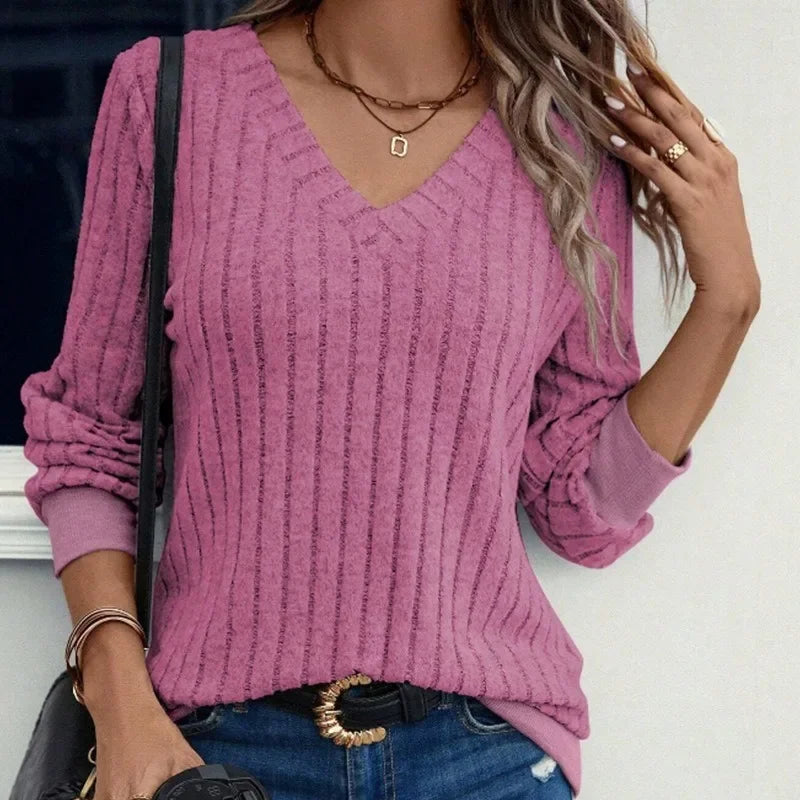 Langärmliger Rippstrickpullover für Damen - Image 1