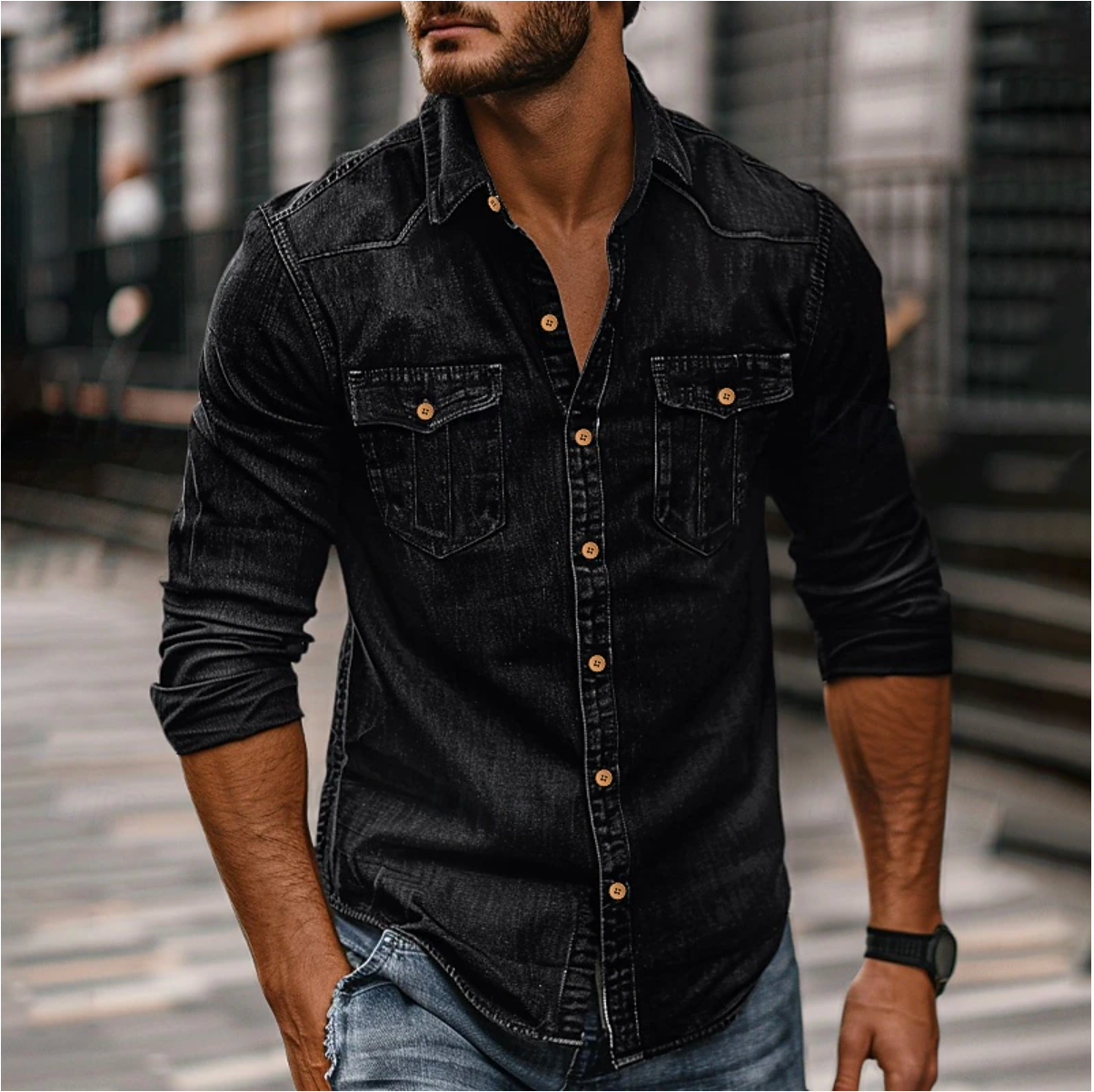 Herren Denim Hemd für lässige Outfits – Markus