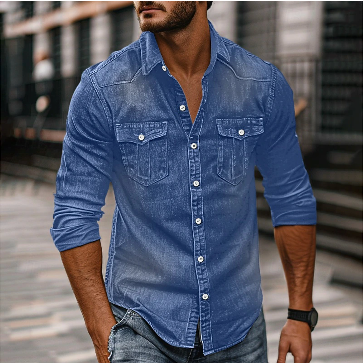 Herren Denim Hemd für lässige Outfits – Markus