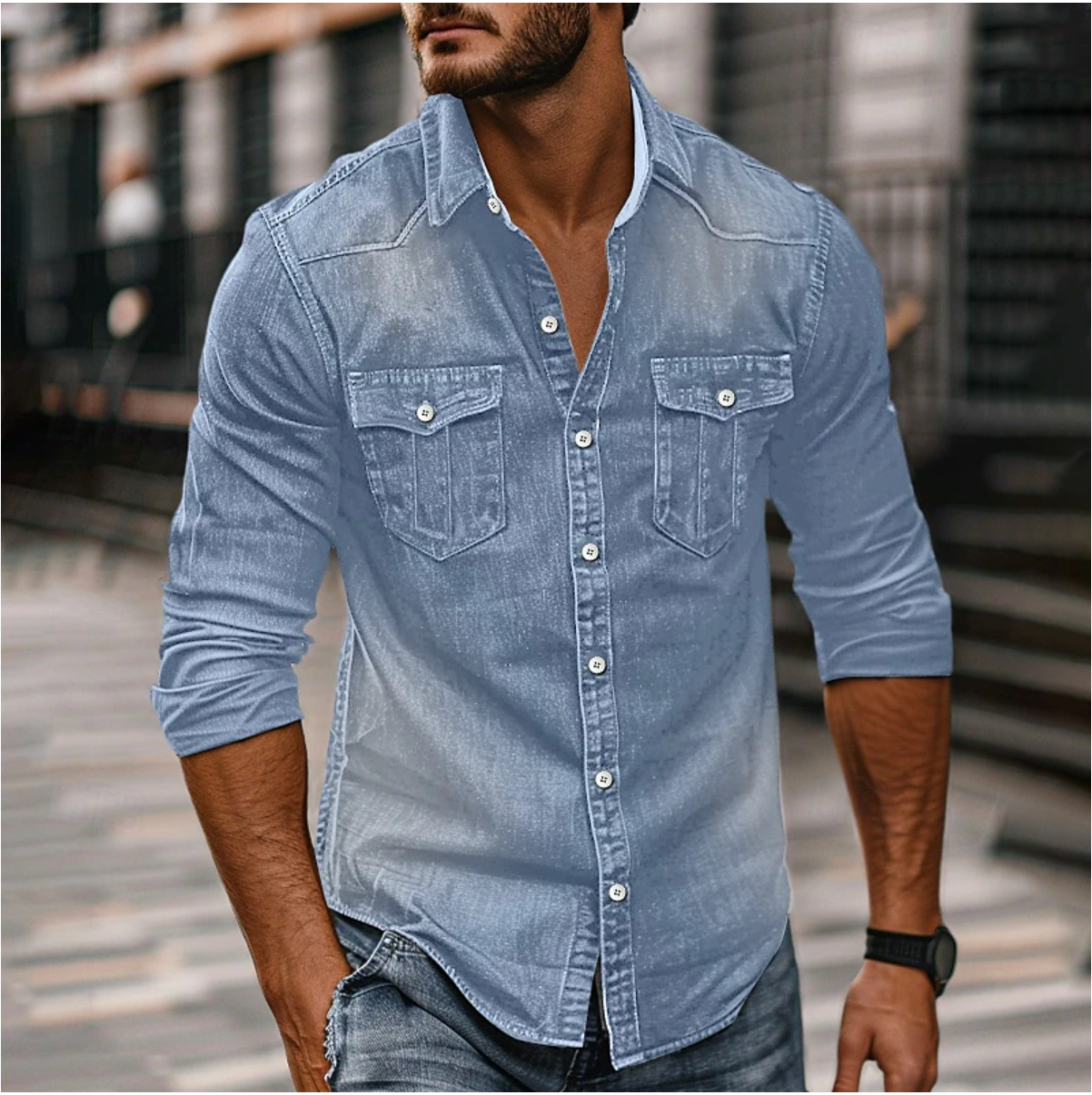 Herren Denim Hemd für lässige Outfits – Markus