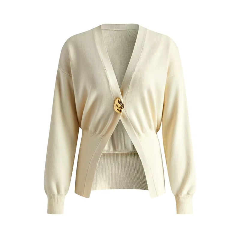 Damen Strickcardigan mit V-Ausschnitt und Knöpfen – Emilia