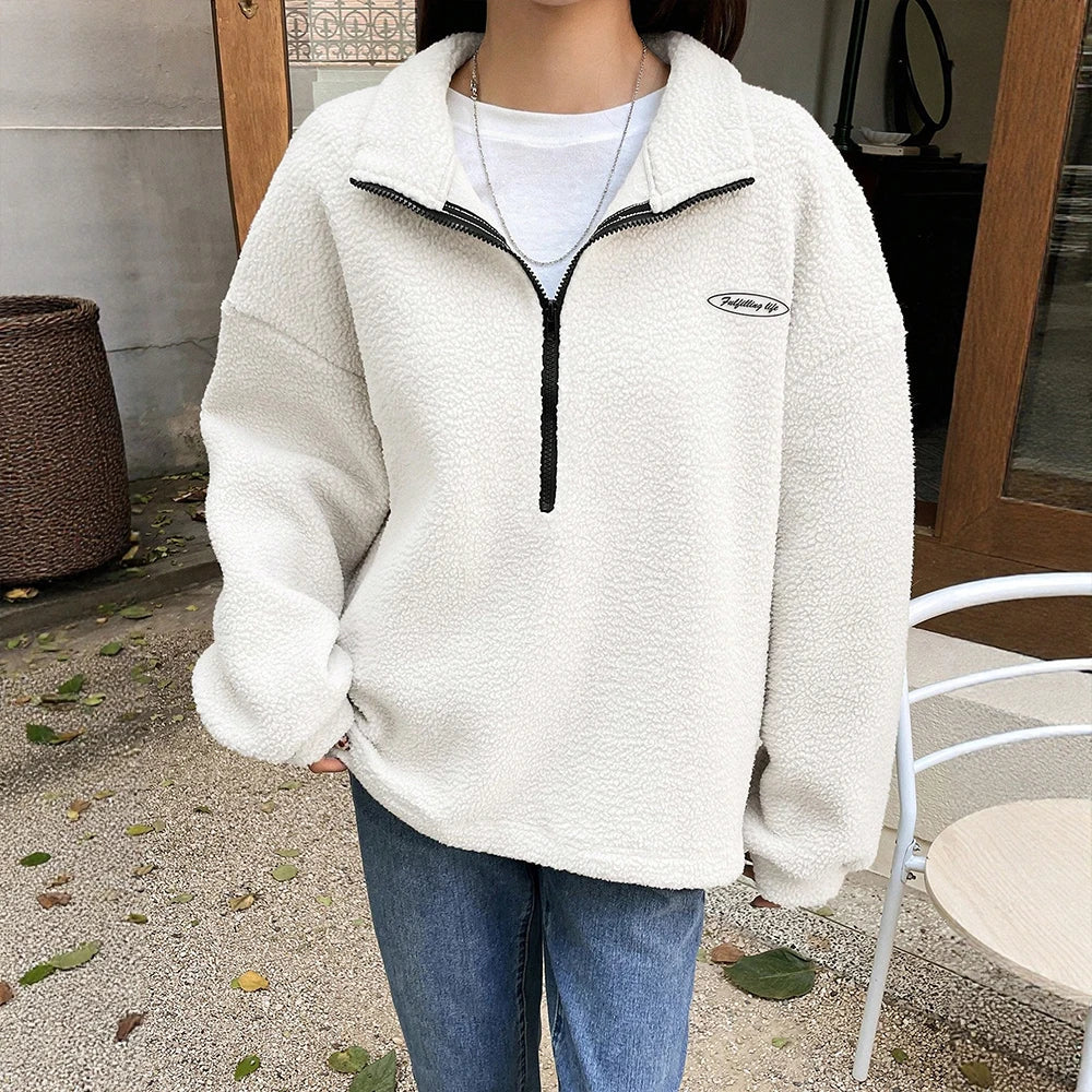 Oversized Viertel Zip Pullover für Damen - Image 1