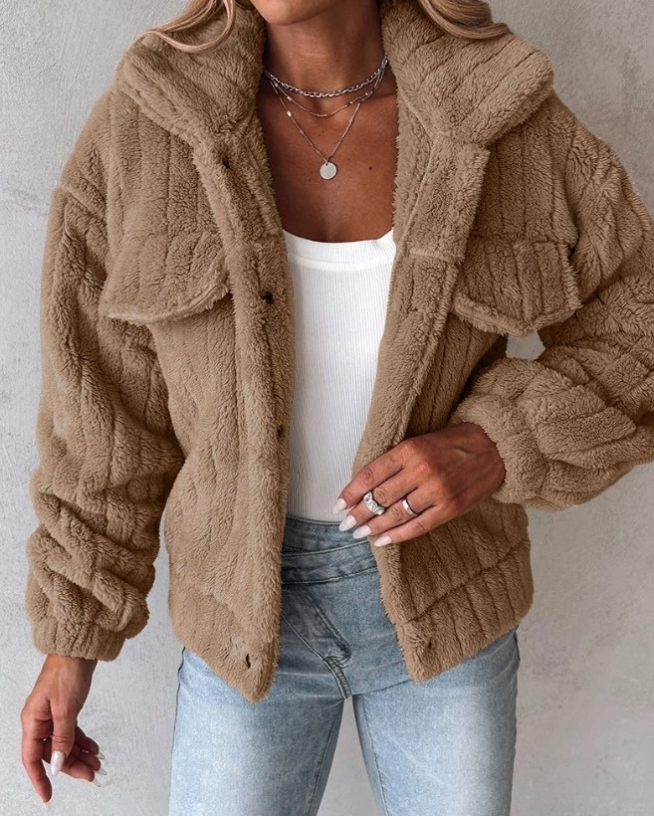 Sherpa Button-Down Jacke für Damen - Image 4