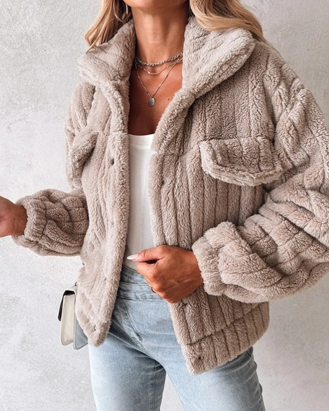 Sherpa Button-Down Jacke für Damen - Image 5