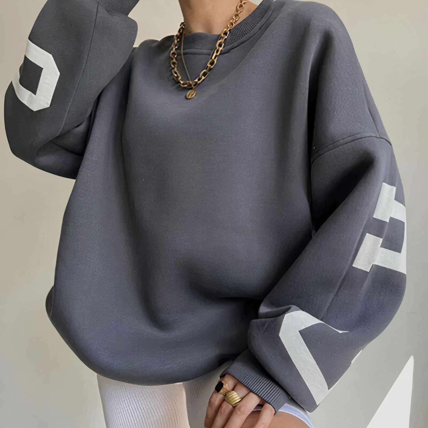 Oversized Rundhals-Pullover für Damen - Image 2