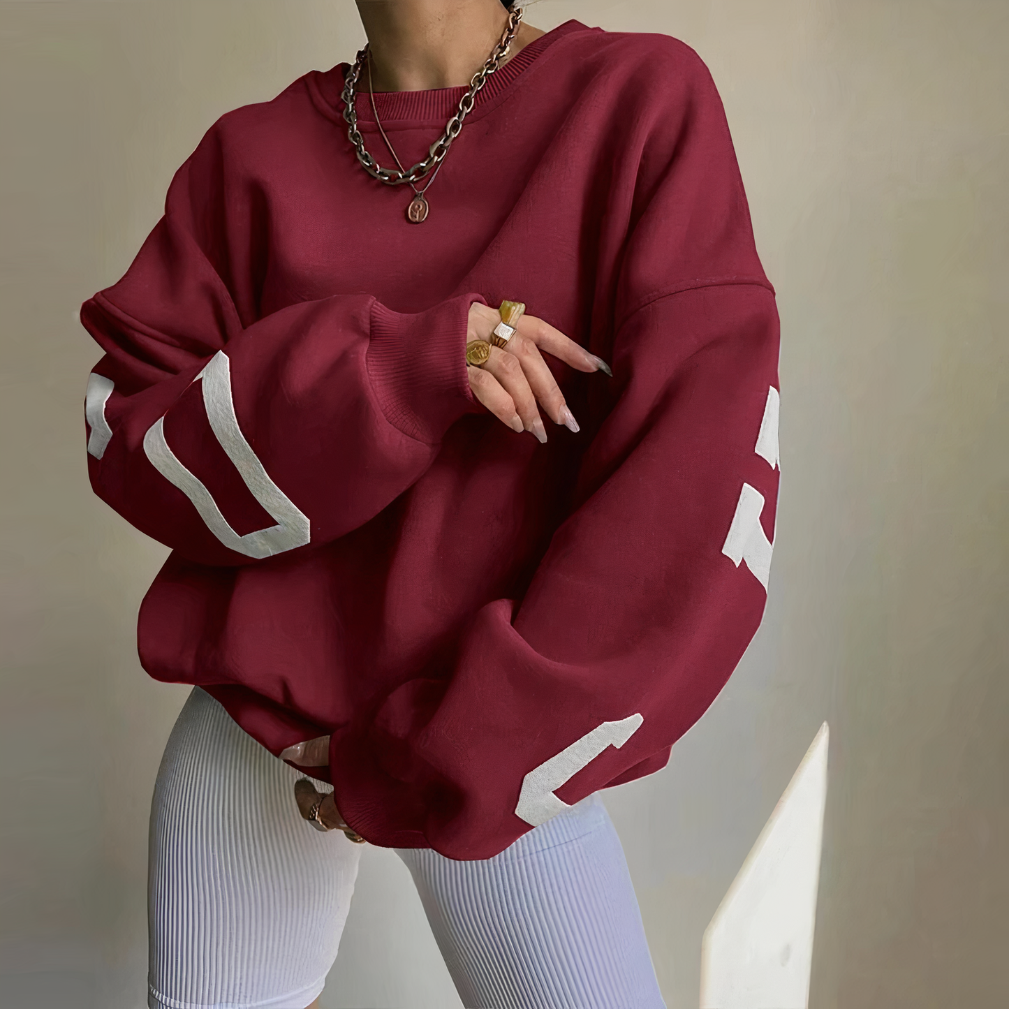 Oversized Rundhals-Pullover für Damen - Image 5