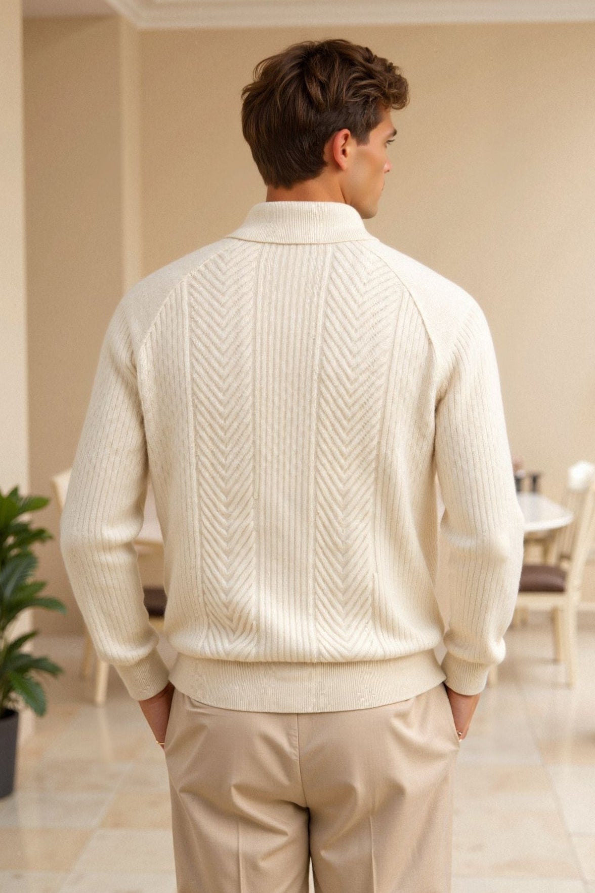 Zopfmuster Polo-Pullover für Herren - Image 4