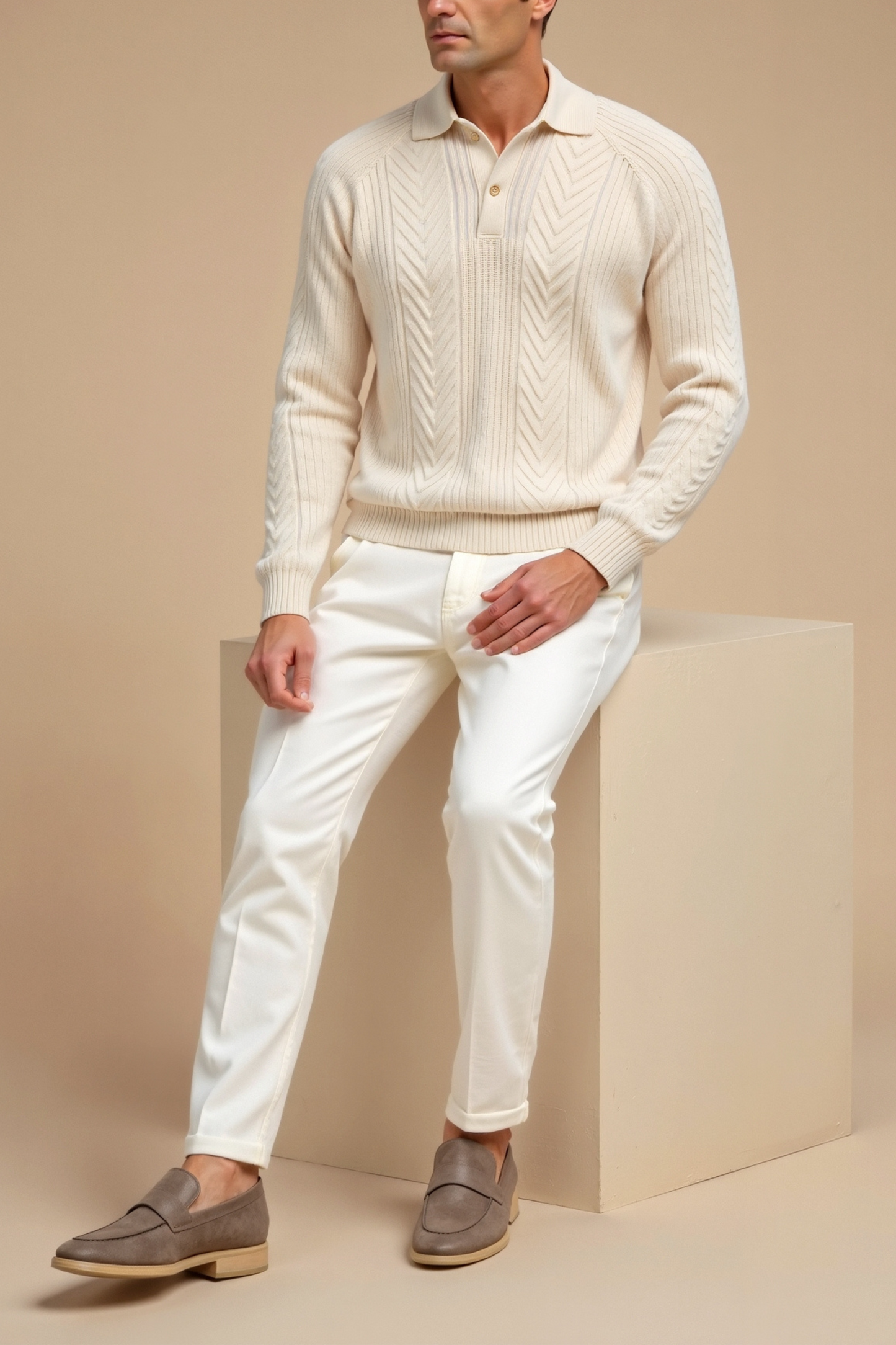 Zopfmuster Polo-Pullover für Herren - Image 6