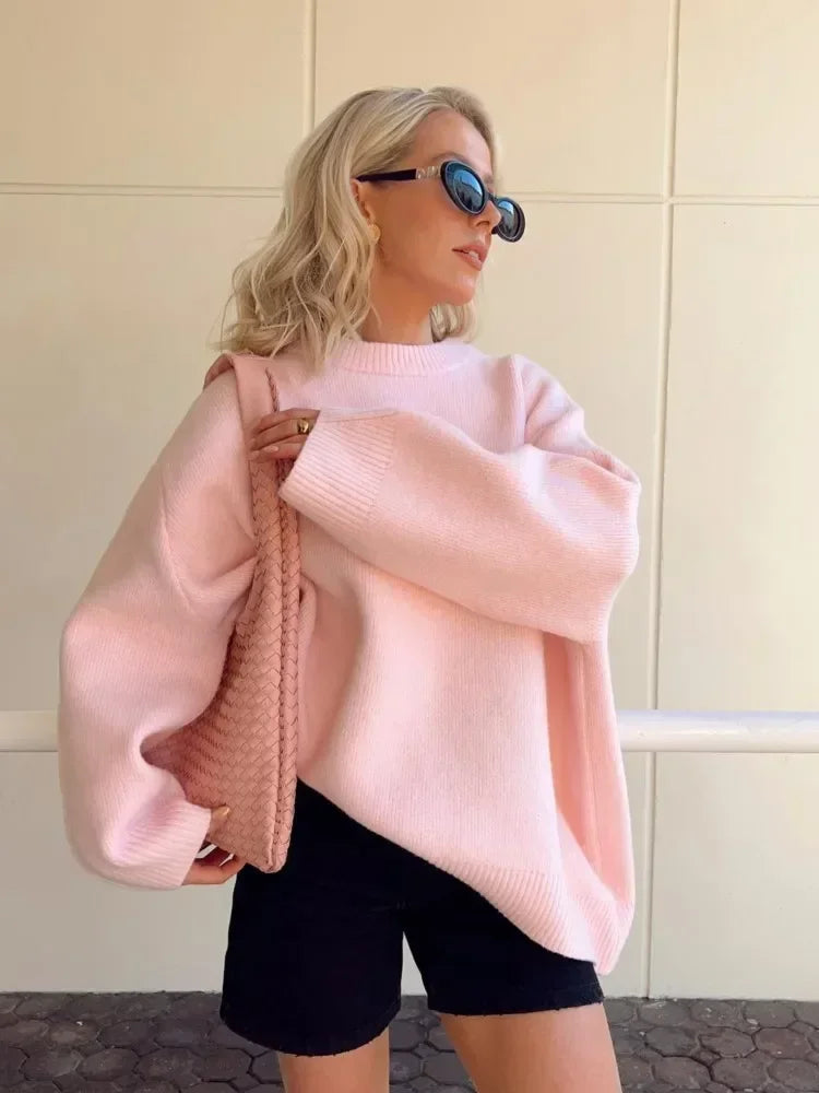 Oversized Rundhals-Pullover für Damen - Image 2