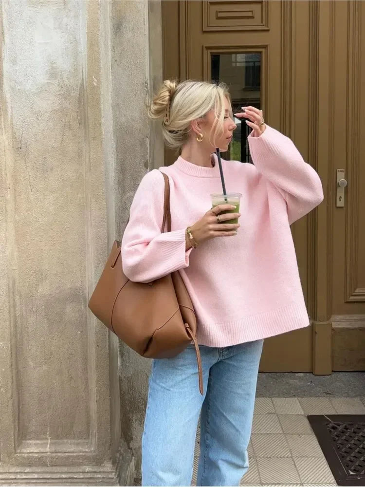 Oversized Rundhals-Pullover für Damen - Image 3
