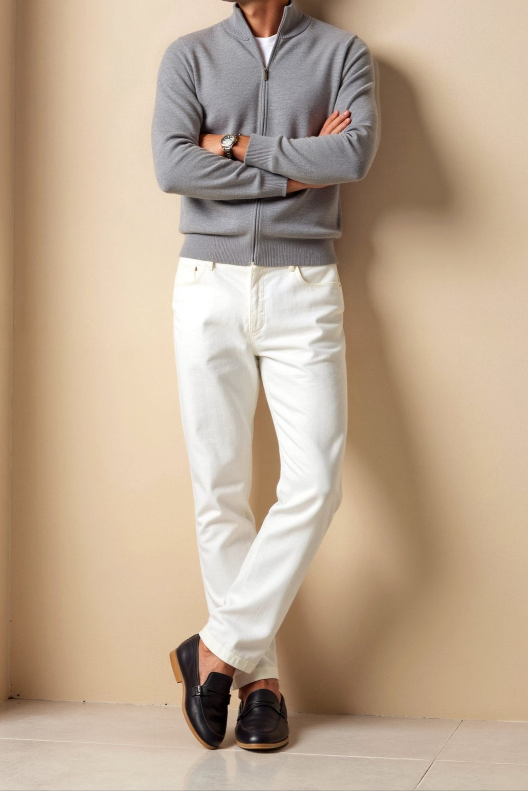Gerippter Strickpullover mit durchgehendem Reißverschluss für Herren - Image 4