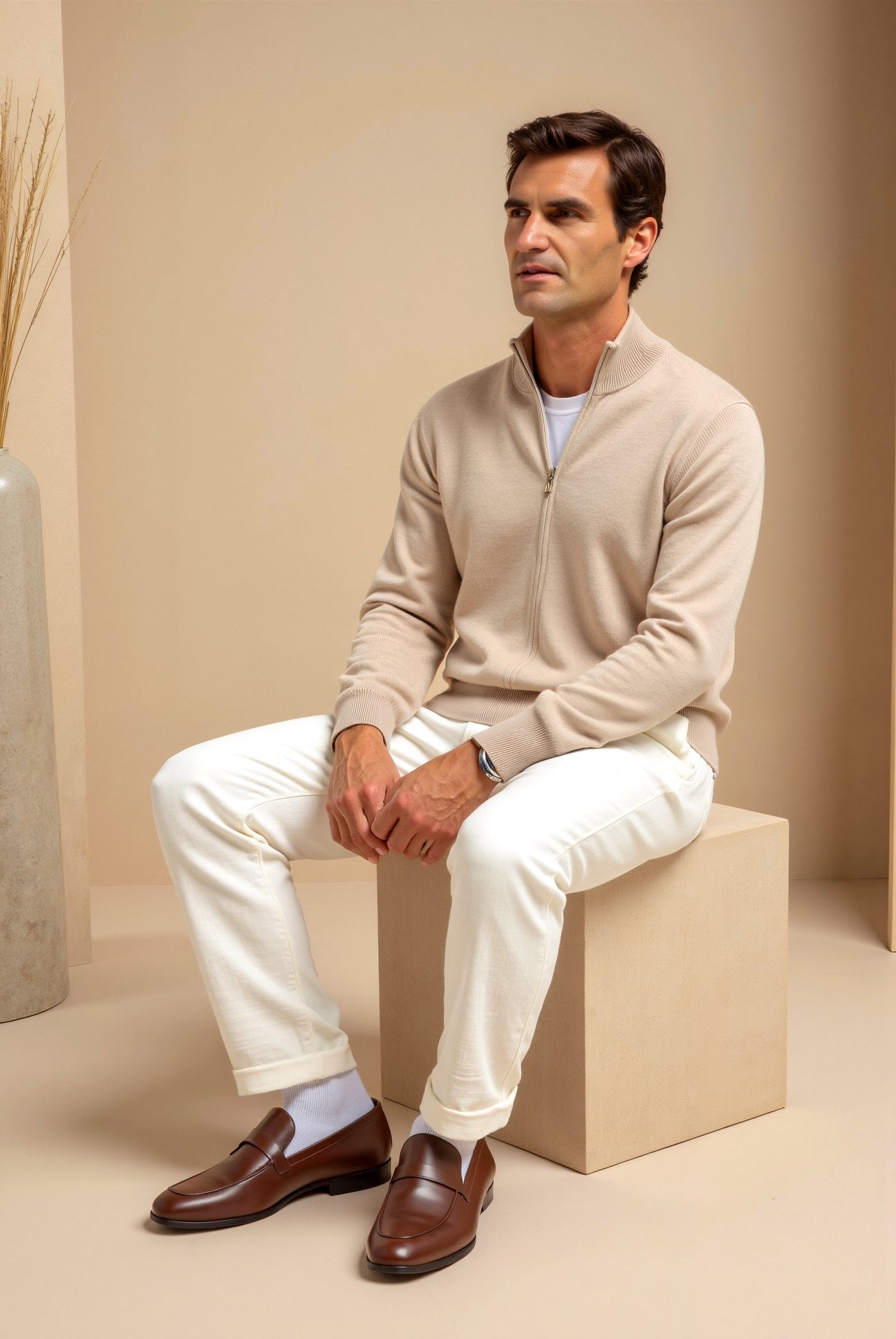 Gerippter Strickpullover mit durchgehendem Reißverschluss für Herren - Image 6