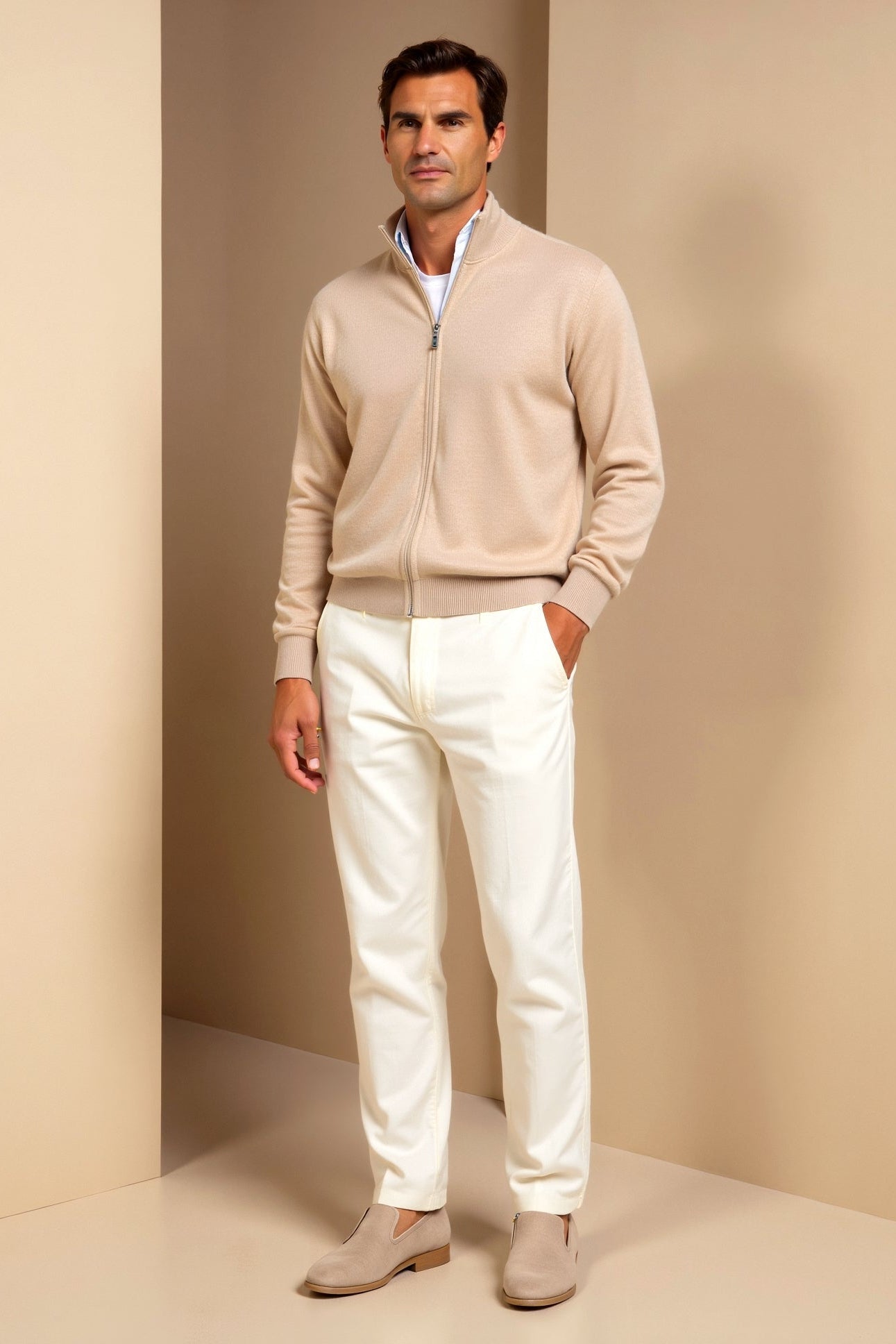 Gerippter Strickpullover mit durchgehendem Reißverschluss für Herren - Image 7