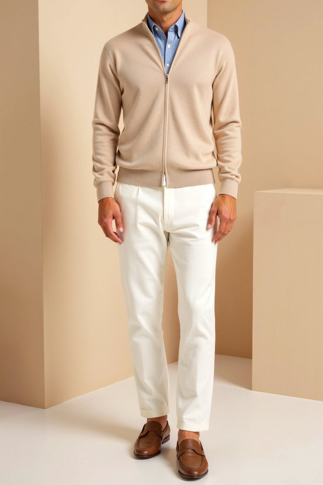 Gerippter Strickpullover mit durchgehendem Reißverschluss für Herren - Image 8