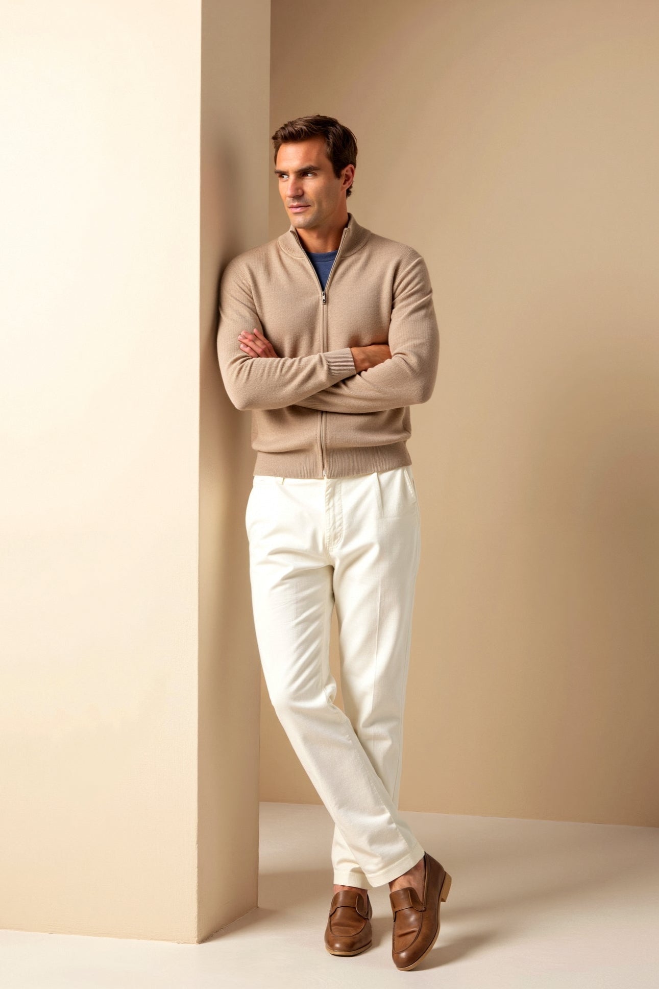 Gerippter Strickpullover mit durchgehendem Reißverschluss für Herren - Image 9