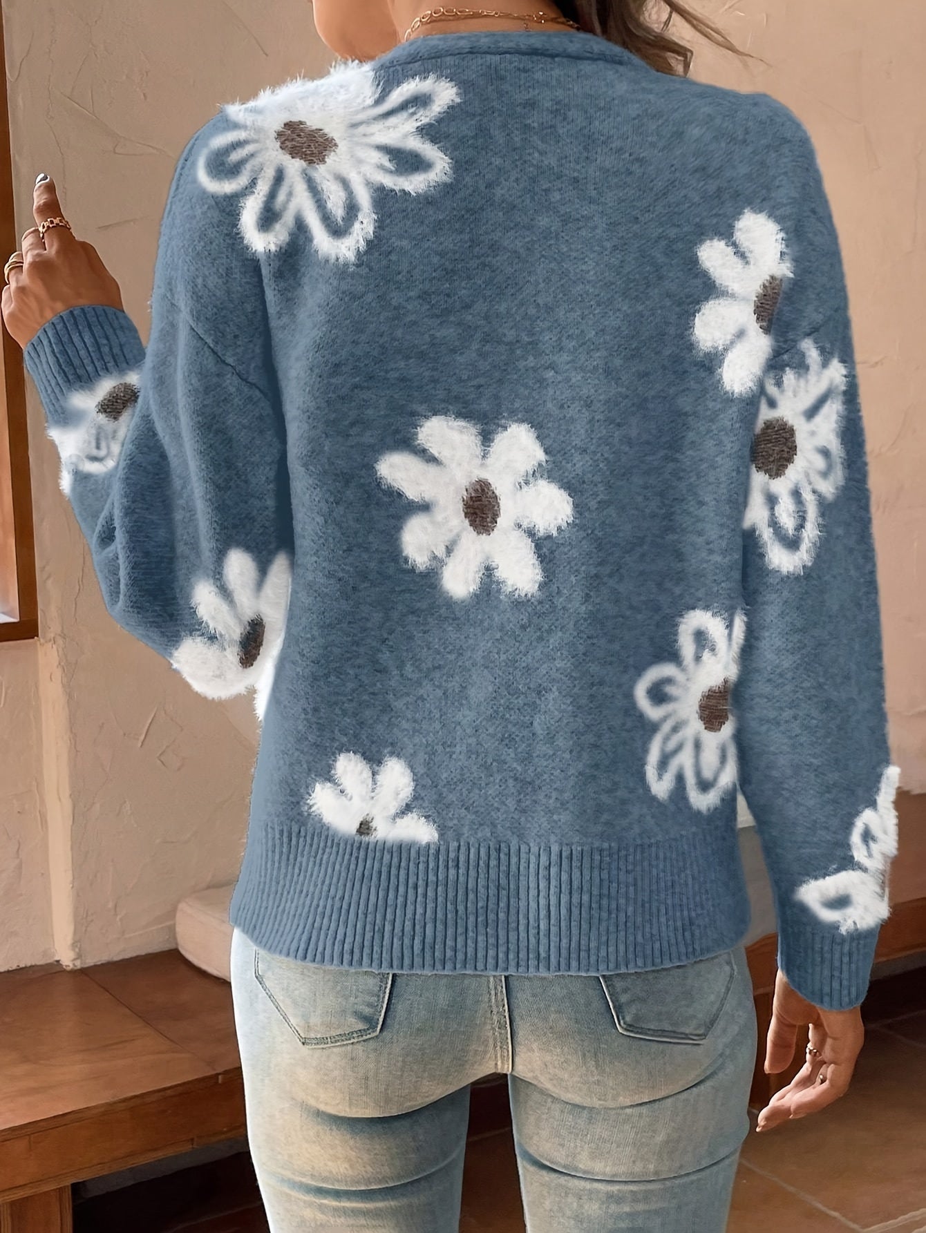 Strickjacke mit Blumenmuster für Damen – Lena