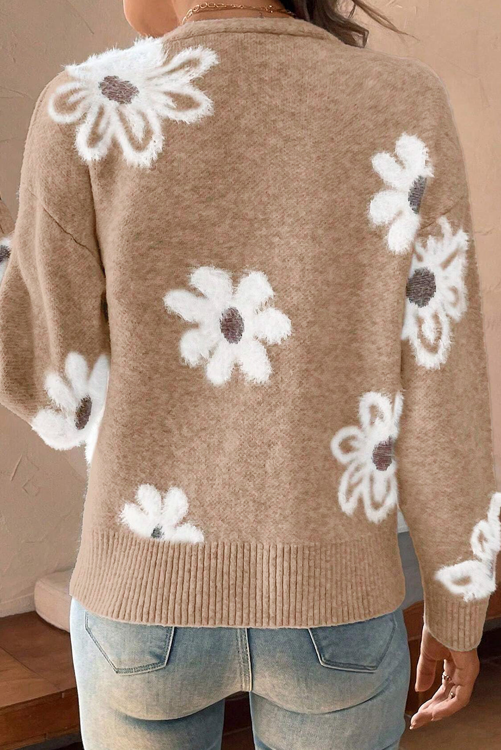 Strickjacke mit Blumenmuster für Damen – Lena