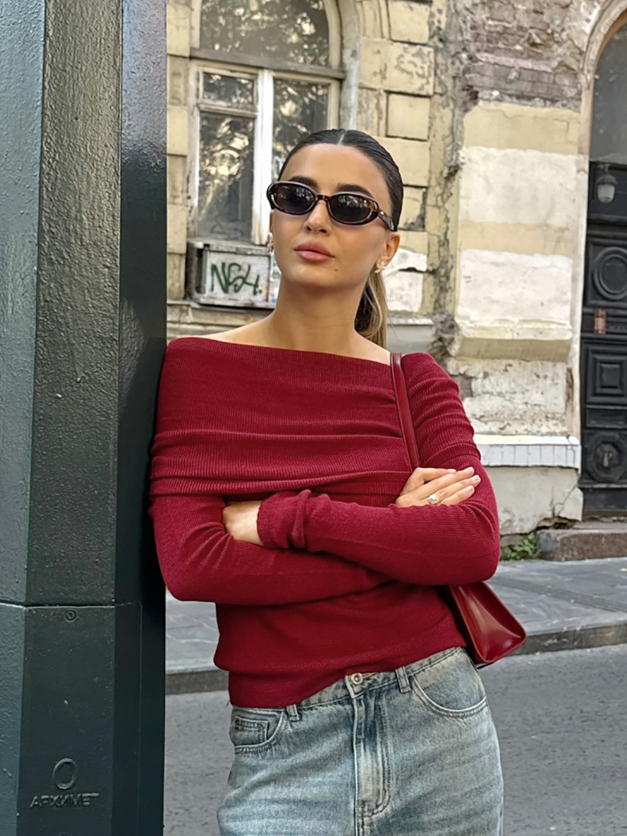 Off-Shoulder Stricktop Damen – Stylisch & Bequem für jeden Anlass – Sophia