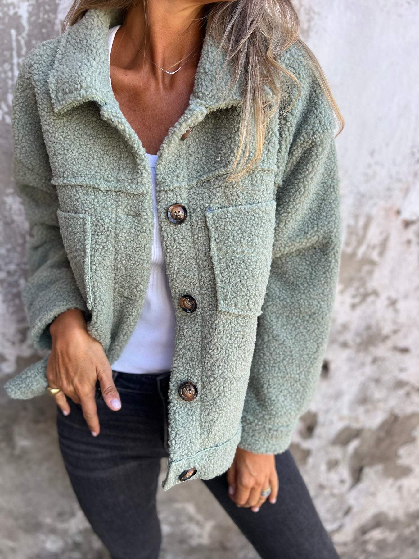 Button-Down Sherpa Jacke für Damen - Image 1