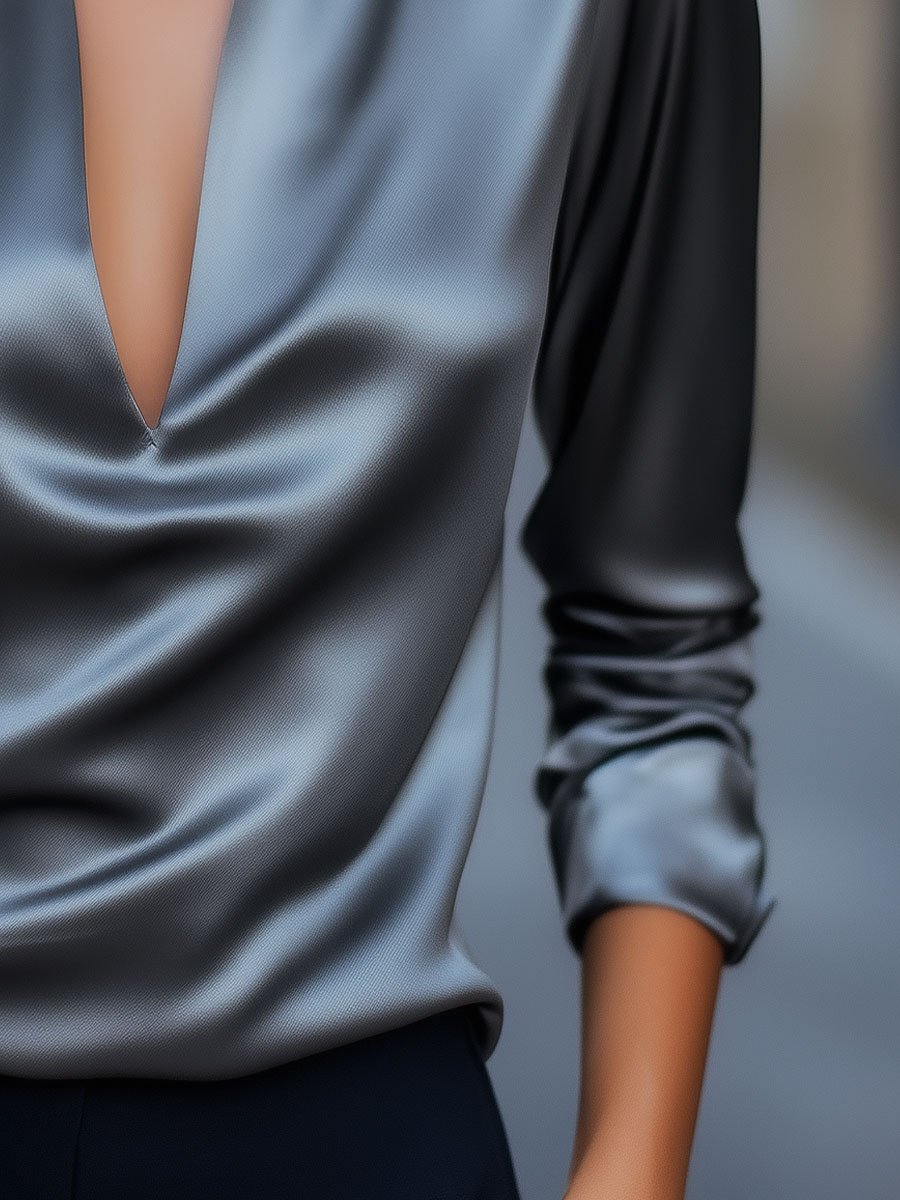 Bluse mit tiefem V-Ausschnitt für Damen – Lena