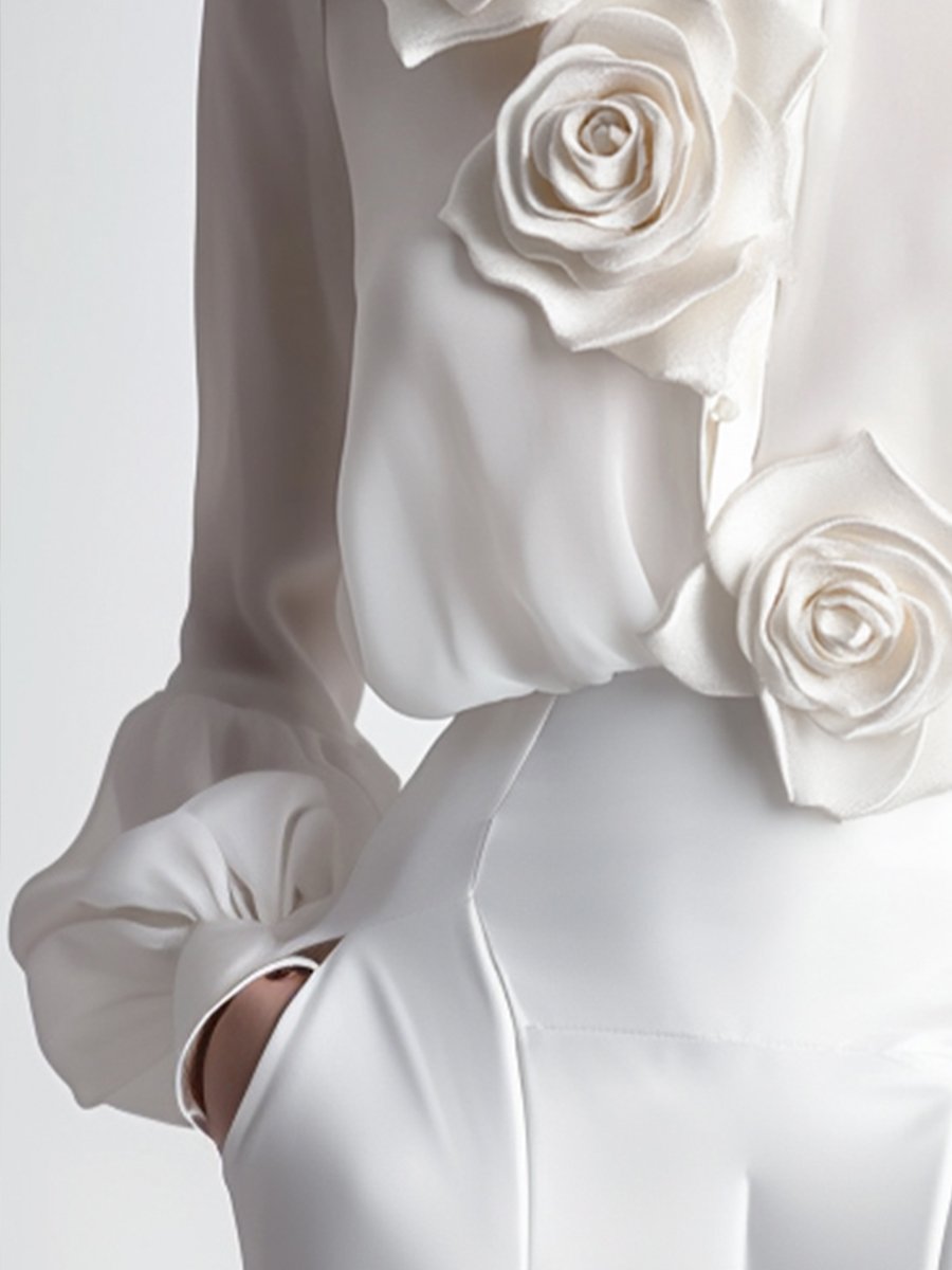 Elegante 3D Rosen Bluse für Damen – Lara