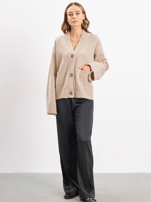 Übergroßer V-Ausschnitt Strickcardigan für Damen – Emilia