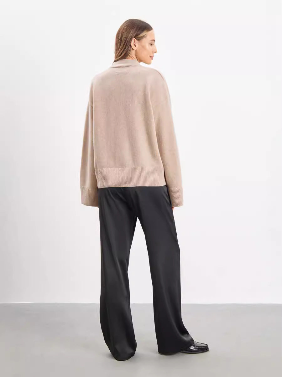 Übergroßer V-Ausschnitt Strickcardigan für Damen – Emilia