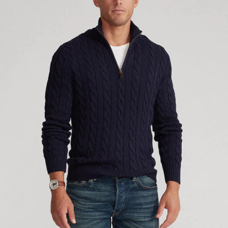 Cable-Strickpullover mit Viertelreißverschluss für Herren - Image 6