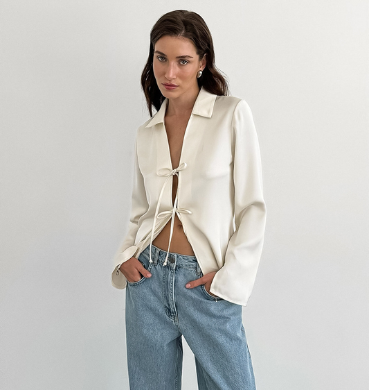 Elegantes Langarmshirt mit Schleife für Damen – Sophie