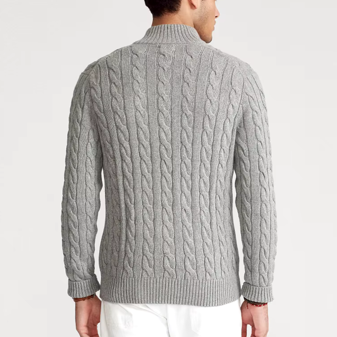 Cable-Strickpullover mit Viertelreißverschluss für Herren - Image 4