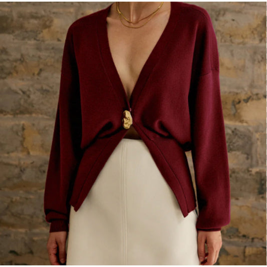 Damen Strickcardigan mit V-Ausschnitt und Knöpfen – Emilia
