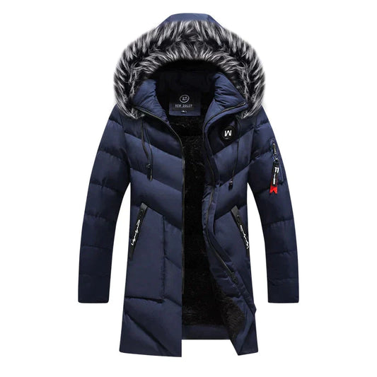 Lange Herren Steppjacke mit Kapuze - Image 1