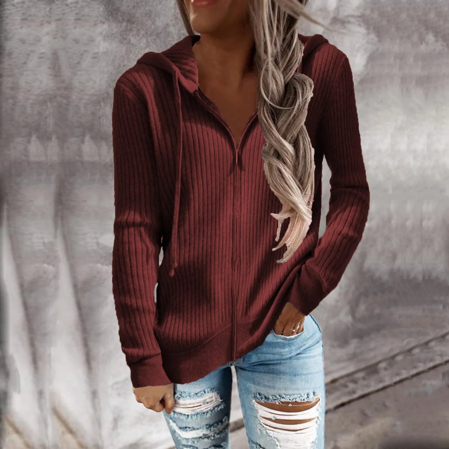 Figurbetonter Hoodie mit Reißverschluss für Damen - Image 5