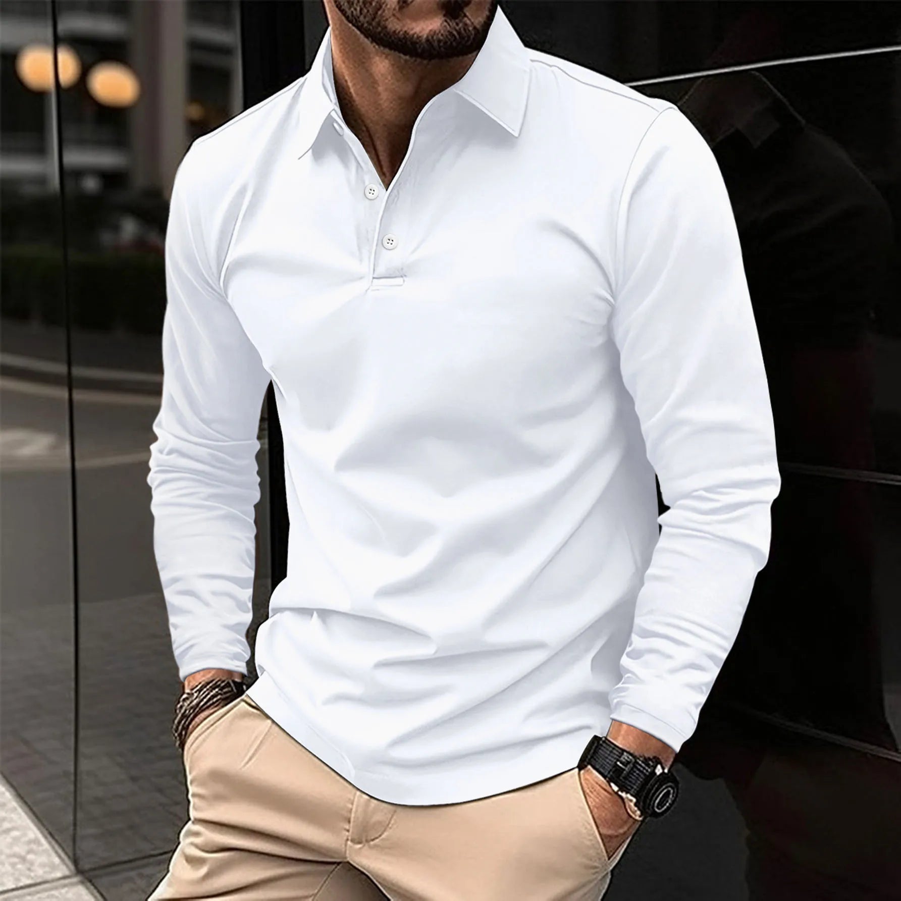 Langarm-Poloshirt für Herren - Image 1
