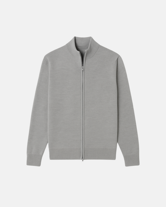 Gerippter Strickpullover mit durchgehendem Reißverschluss für Herren - Image 1